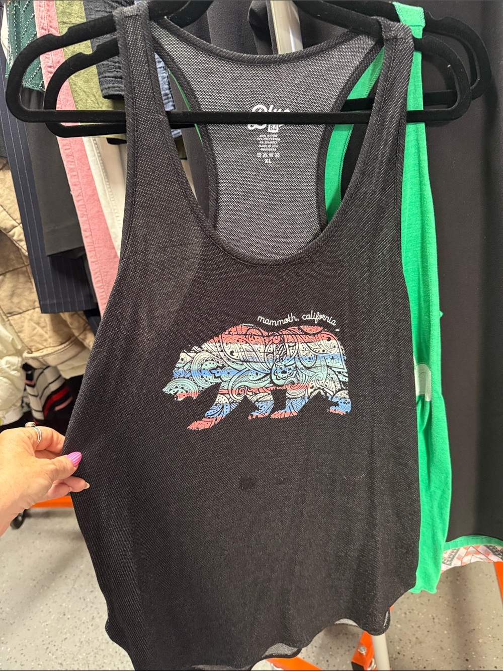 Blue 84 Black Racerback Tank Mammoth with Multicolor Paisley Bear